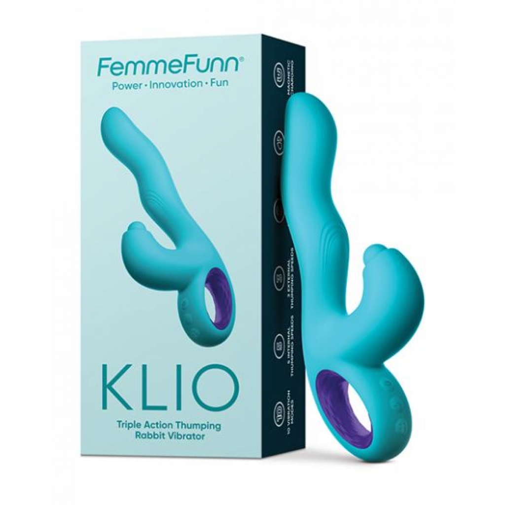 Femme Funn Klio Triple Action Rabbit - Turquoise - Rabbit Vibrators