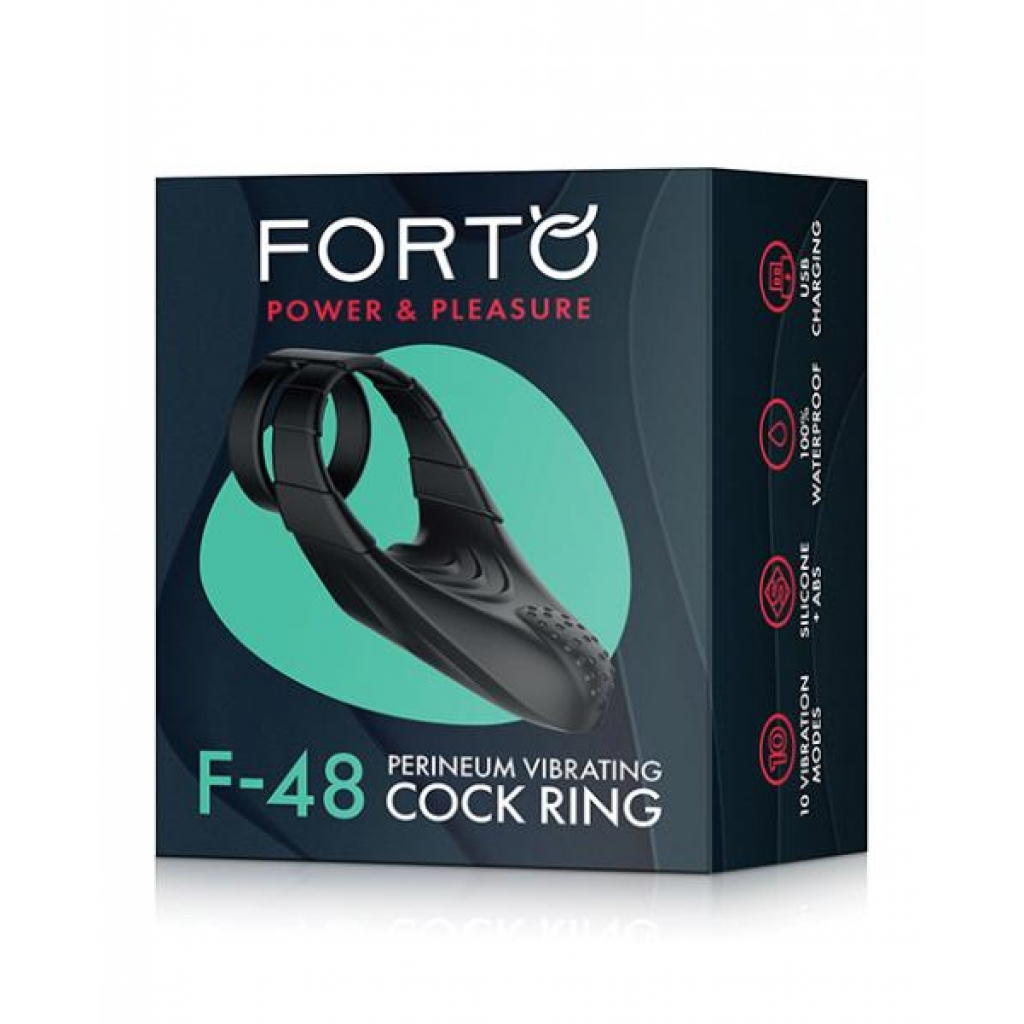 Forto F-48 Perineum Double C-ring - Black - Couples Vibrating Penis Rings