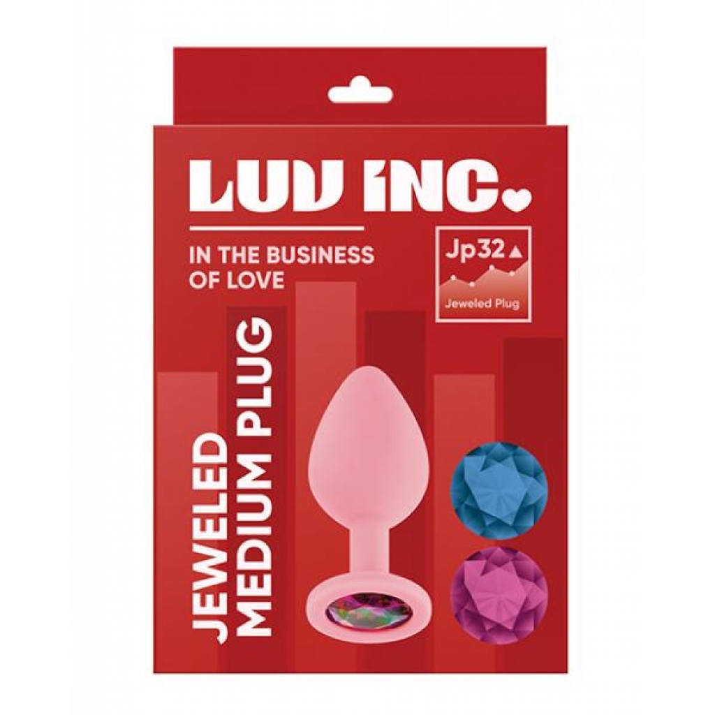 Luv Inc. Jeweled Silicone Butt Plug - Medium Pink Elegance