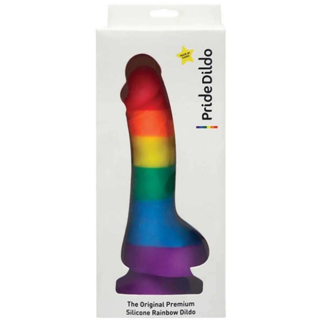 Pride Dildo with Balls Silicone Rainbow - Realistic Dildos & Dongs