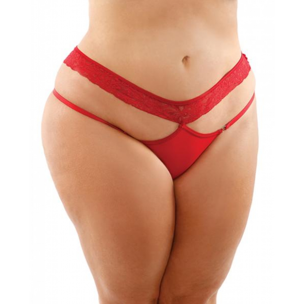 Bottoms Up Ren Microfiber Bikini Panty W/lace Waist Red Qn - Babydolls & Slips