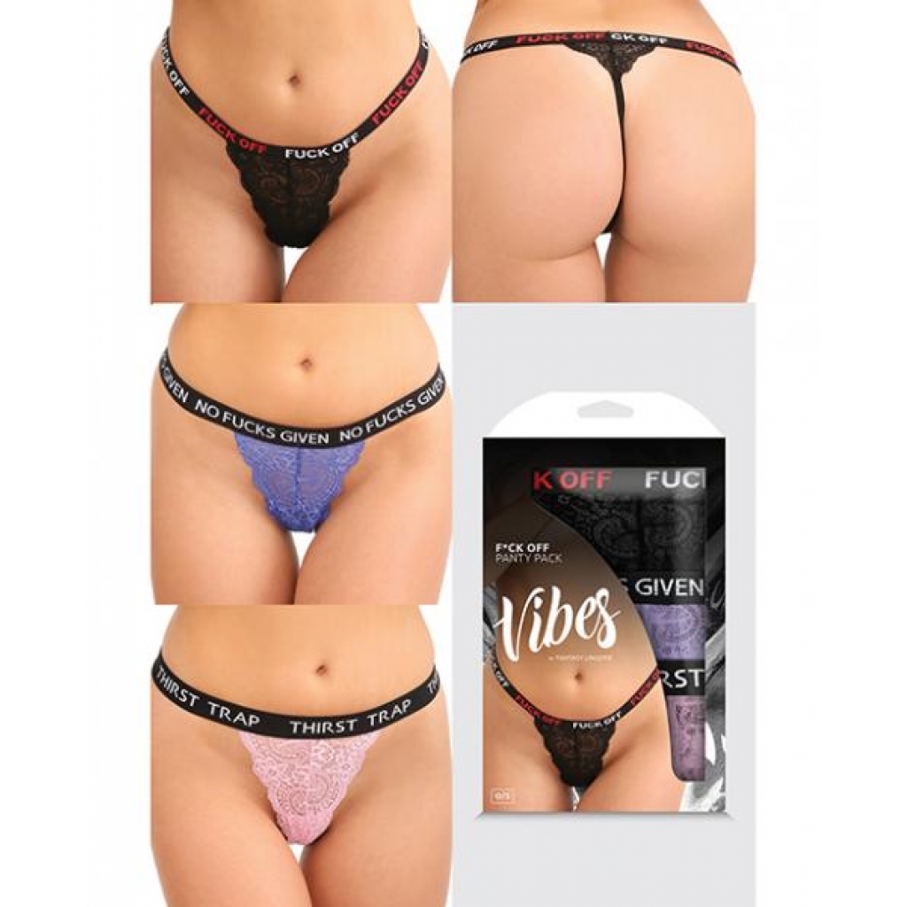 Vibes Fuck 3 Pack Thongs Assorted Colors O/s - Babydolls & Slips