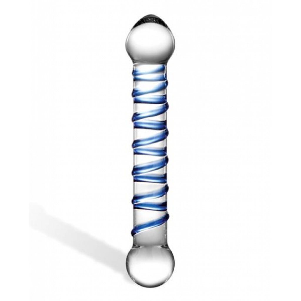 Glas 6.5 inches Glass Spiral Dildo Clear, Blue - G-Spot Dildos