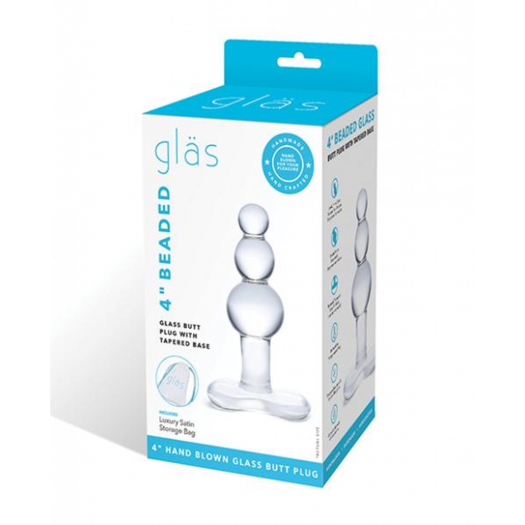 Glas 4-Inch Beaded Glass Butt Plug - Clear