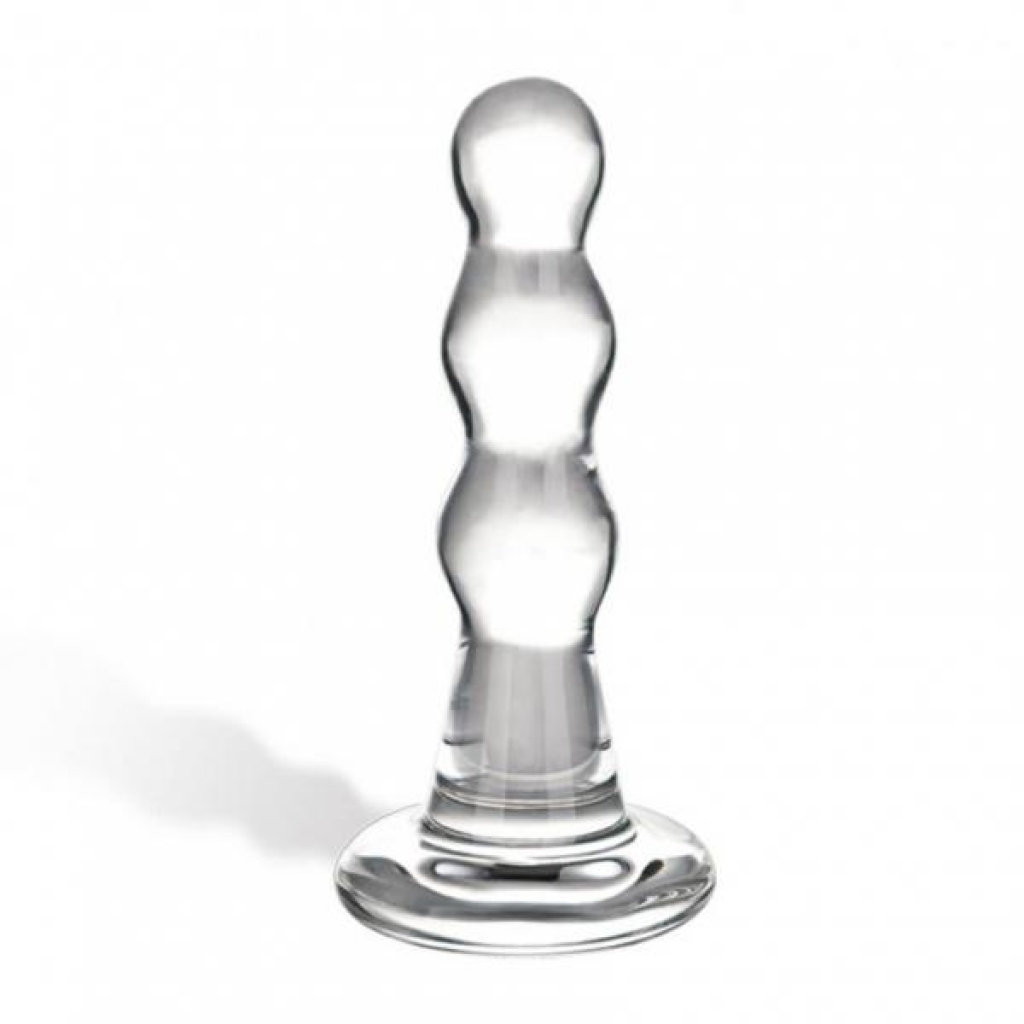 Glass Triple Play Beaded Butt Plug Clear - Anal Plugs