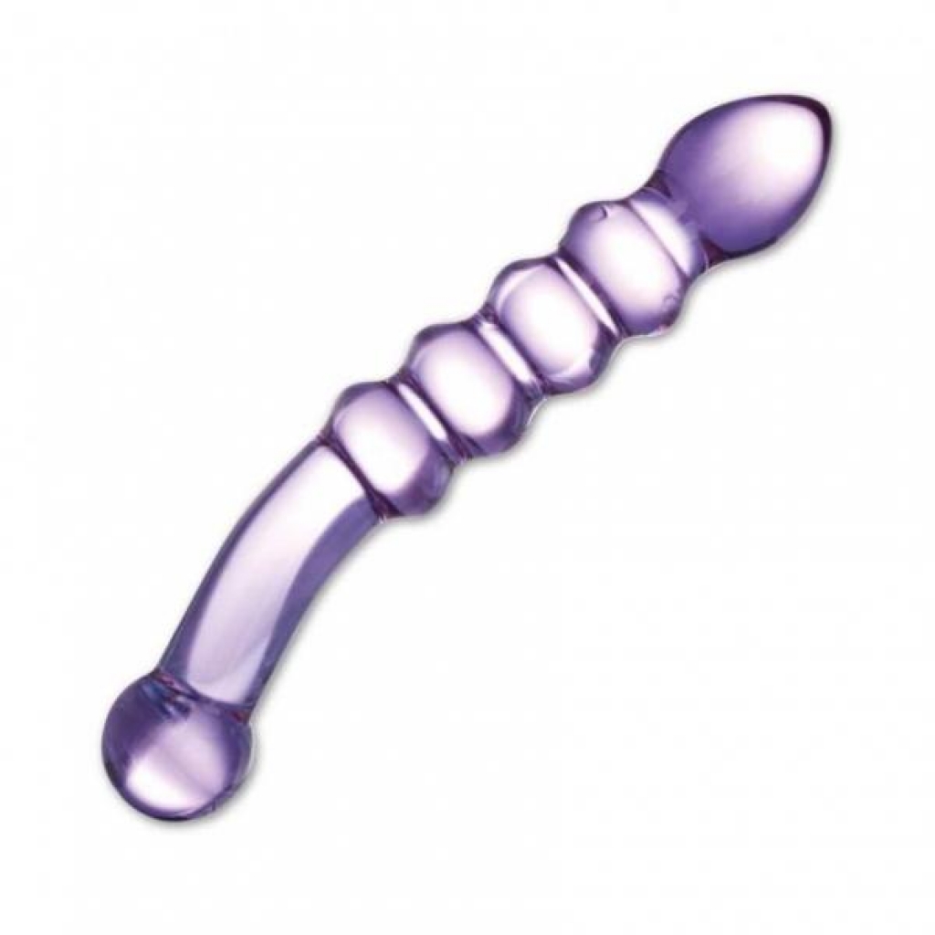 Purple Rain Ribbed Glass Dildo - G-Spot Dildos