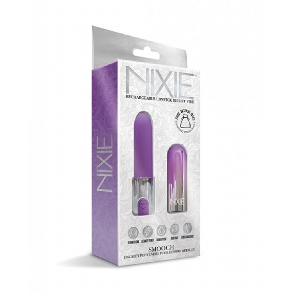 Nixie Smooch Rechargeable Lipstick Vibrator - Purple Ombre - Bullet Vibrators