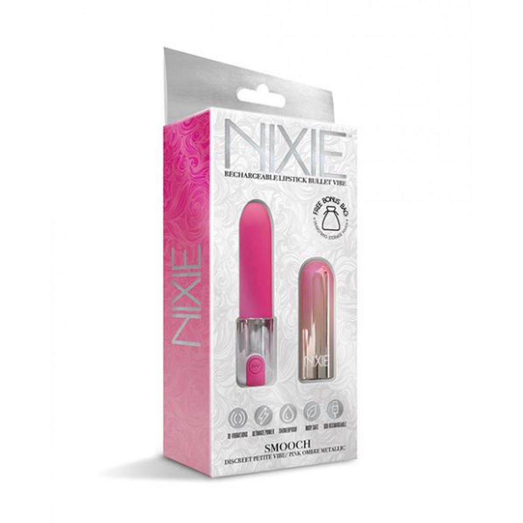 Nixie Smooch Rechargeable Lipstick Vibrator - Pink Ombre - Bullet Vibrators