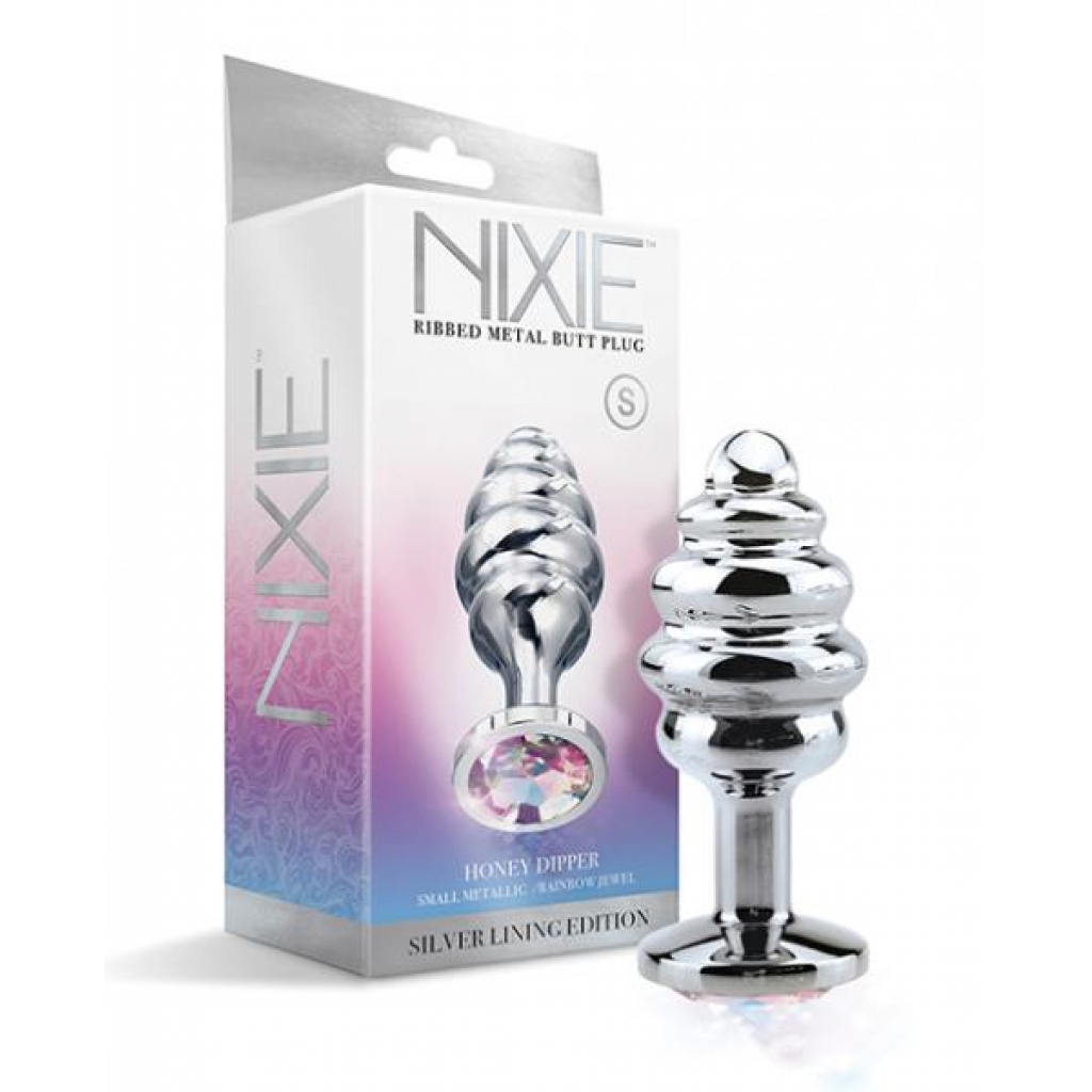 Nixie Honey Dipper Ribbed Metal Butt Plug - Small