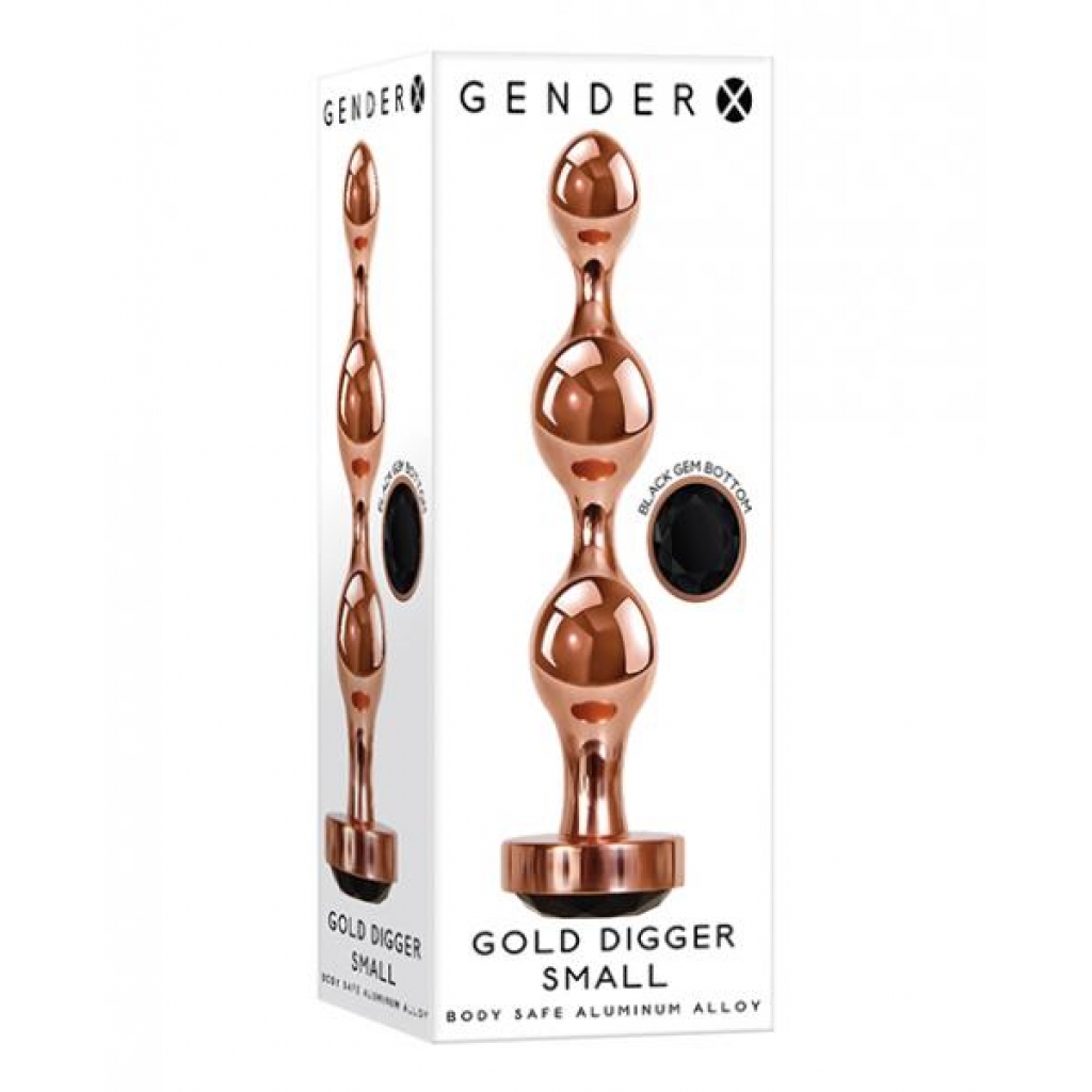 Gender X Gold Digger Small - Rose Gold/black - Anal Beads