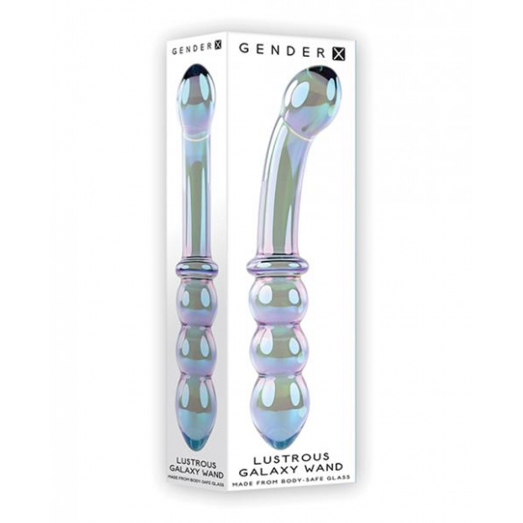 Gender X Lustrous Galaxy Wand Dual Ended Glass Massager - Green - Realistic Dildos & Dongs