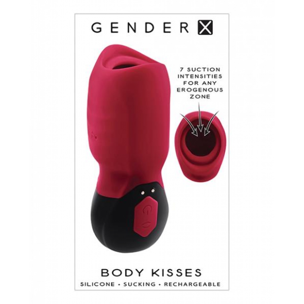 Gender X Body Kisses Vibrating Suction Massager - Red/black - Clit Suckers & Oral Suction