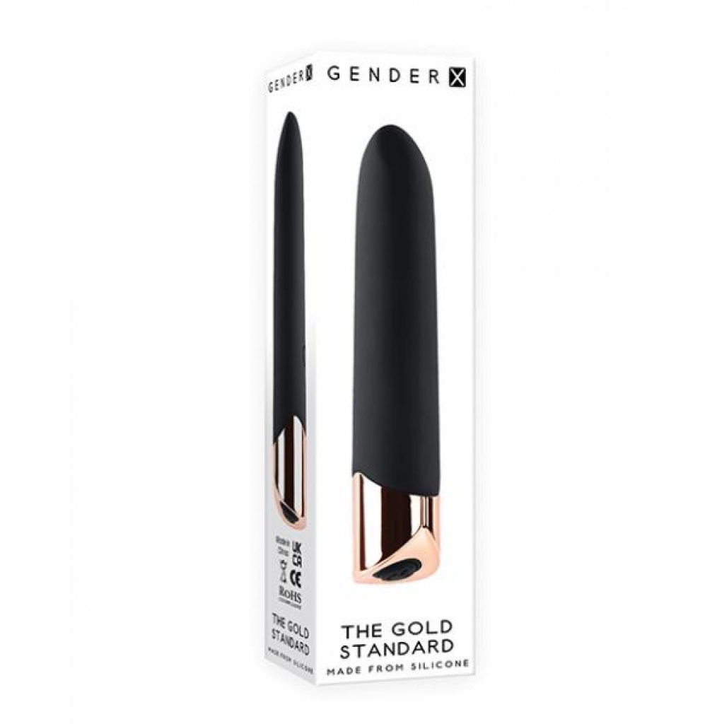 Gender X The Gold Standard Rechargeable Silicone Bullet - Black/rose Gold - Bullet Vibrators