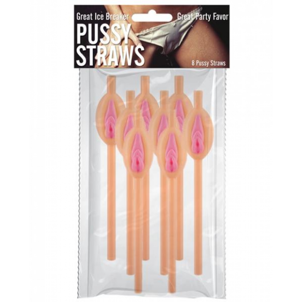 Pussy Straws Pink Beige Pack Of 8 - Serving Ware