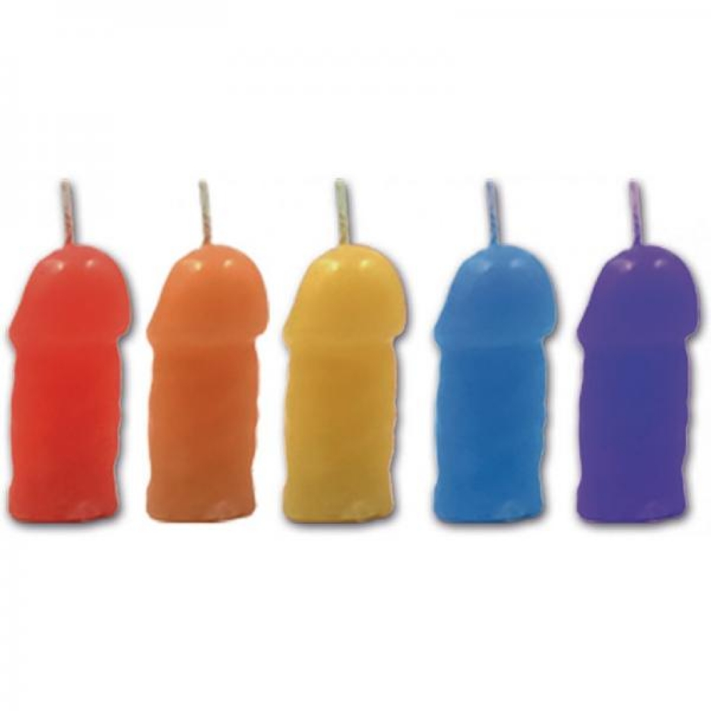 Vibrant Rainbow Pecker Party Candles - 5 Pack