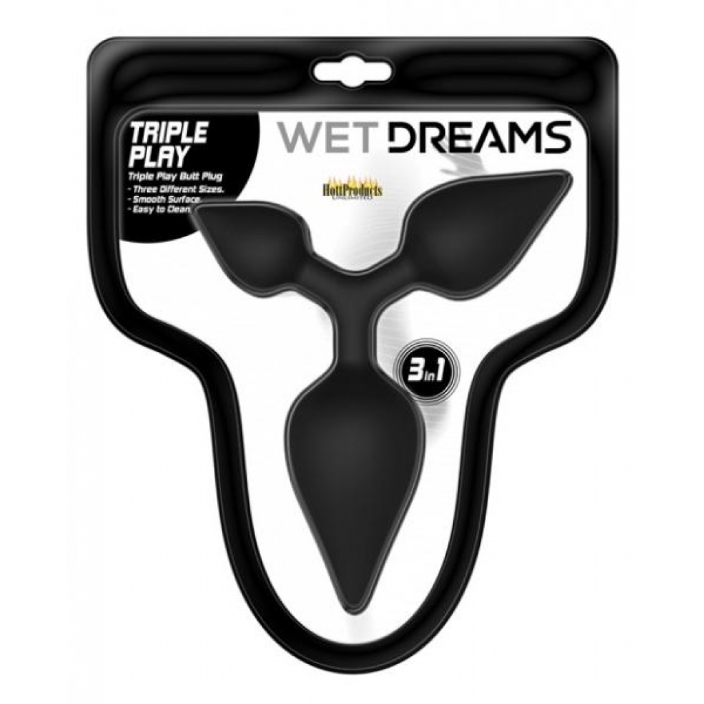 Wet Dreams Triple Play Anal Plug - Black - Anal Plugs