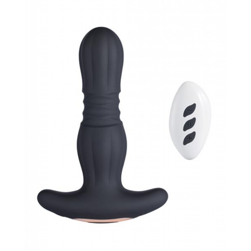 Agas Thrusting Butt Plug W/ Remote Control - Black - Anal Plugs