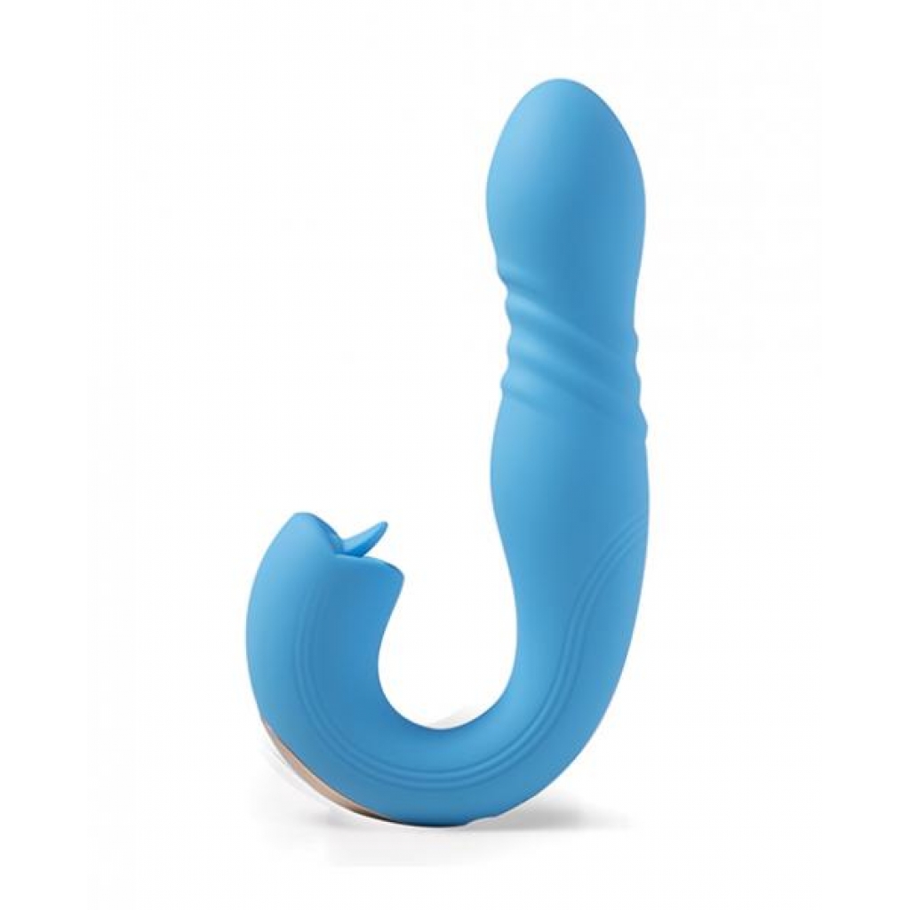 Joi App Controlled Thrusting G-spot Vibrator & Clit Licker - Blue - G-Spot Vibrators Clit Stimulators