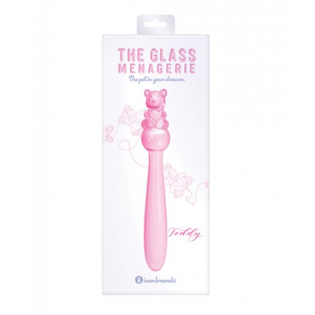 Glass Menagerie Teddy Glass Dildo - Handcrafted Pink Design