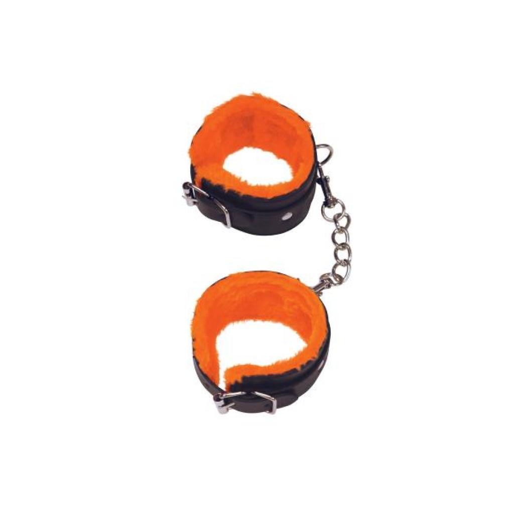 Love Cuffs Wrist - Black with Orange Lining