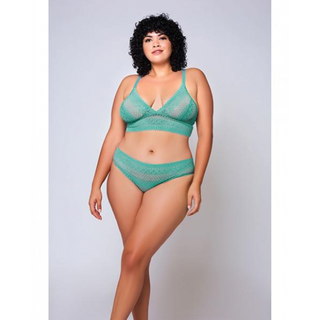 Geometric Lace Bralette & Hipster Teal 1x - Bra Sets