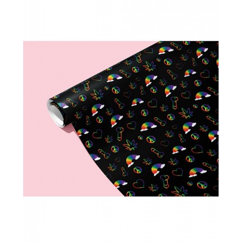 Whimsical Rainbow Penis Naughty Wrapping Paper