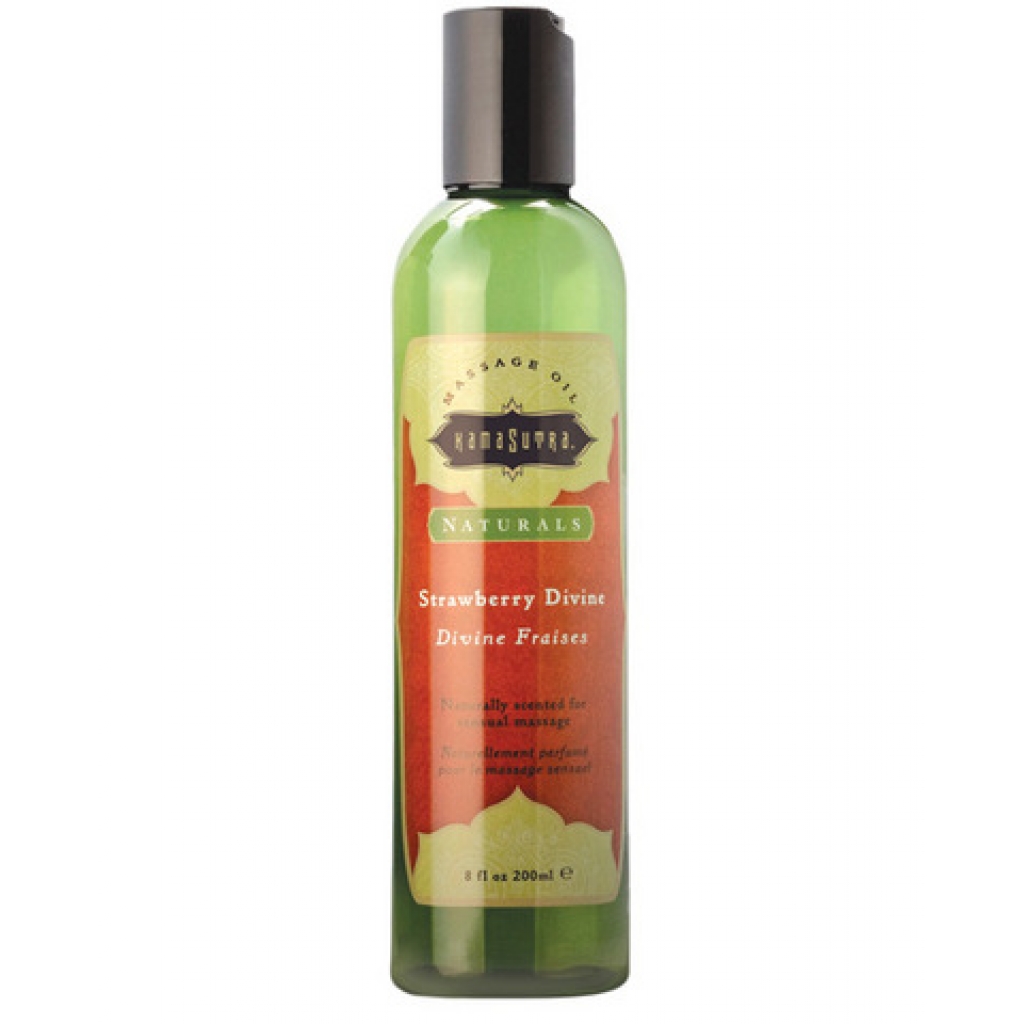 Kama Sutra Naturals Massage Oil Strawberry Divine 8oz - Sensual Massage Oils & Lotions