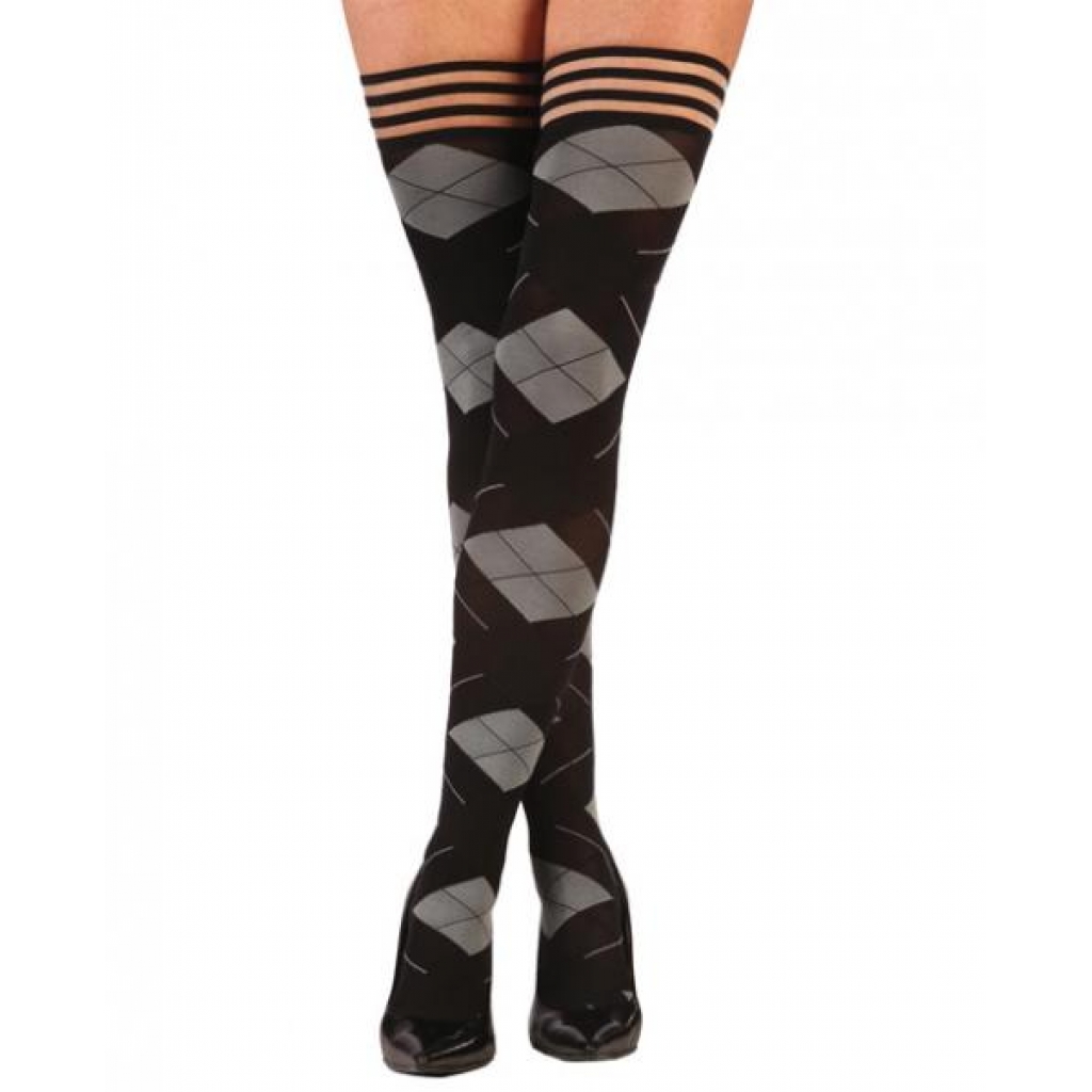 Kixies Kimmie Argyle Thigh High Tights