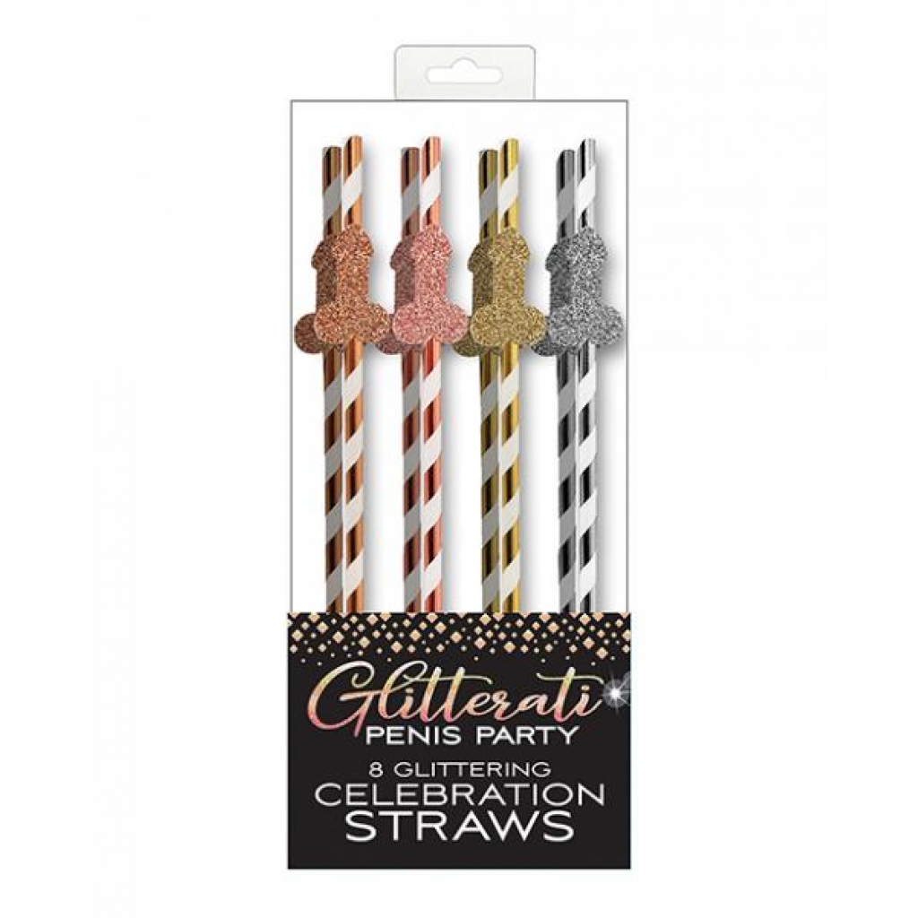 Glitterati Penis Party Straws - Pack Of 8 - Serving Ware