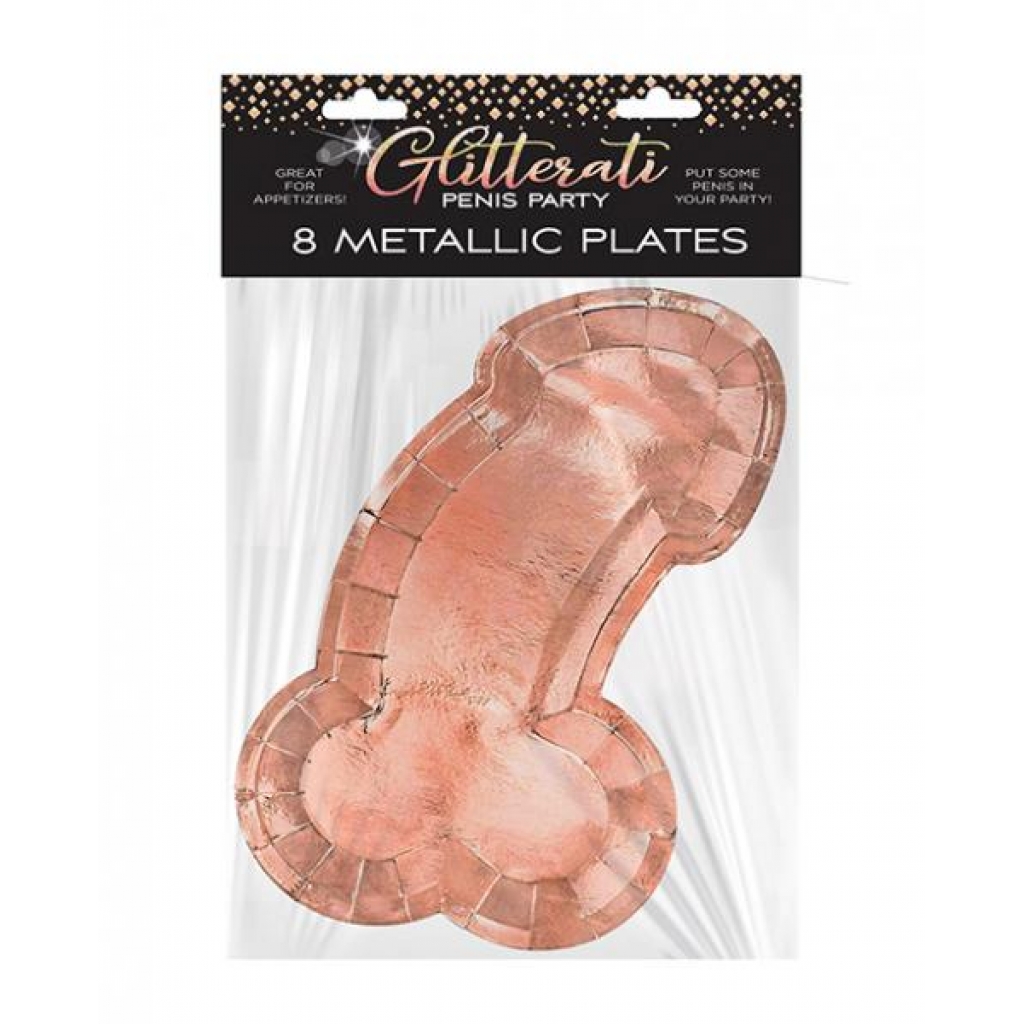 Glitterati Penis Plates - Rose Gold - Serving Ware