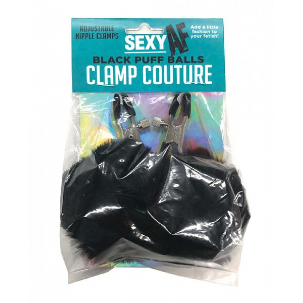 Sexy Af Nipple Clamps - Black Puff Ball - Nipple Clamps