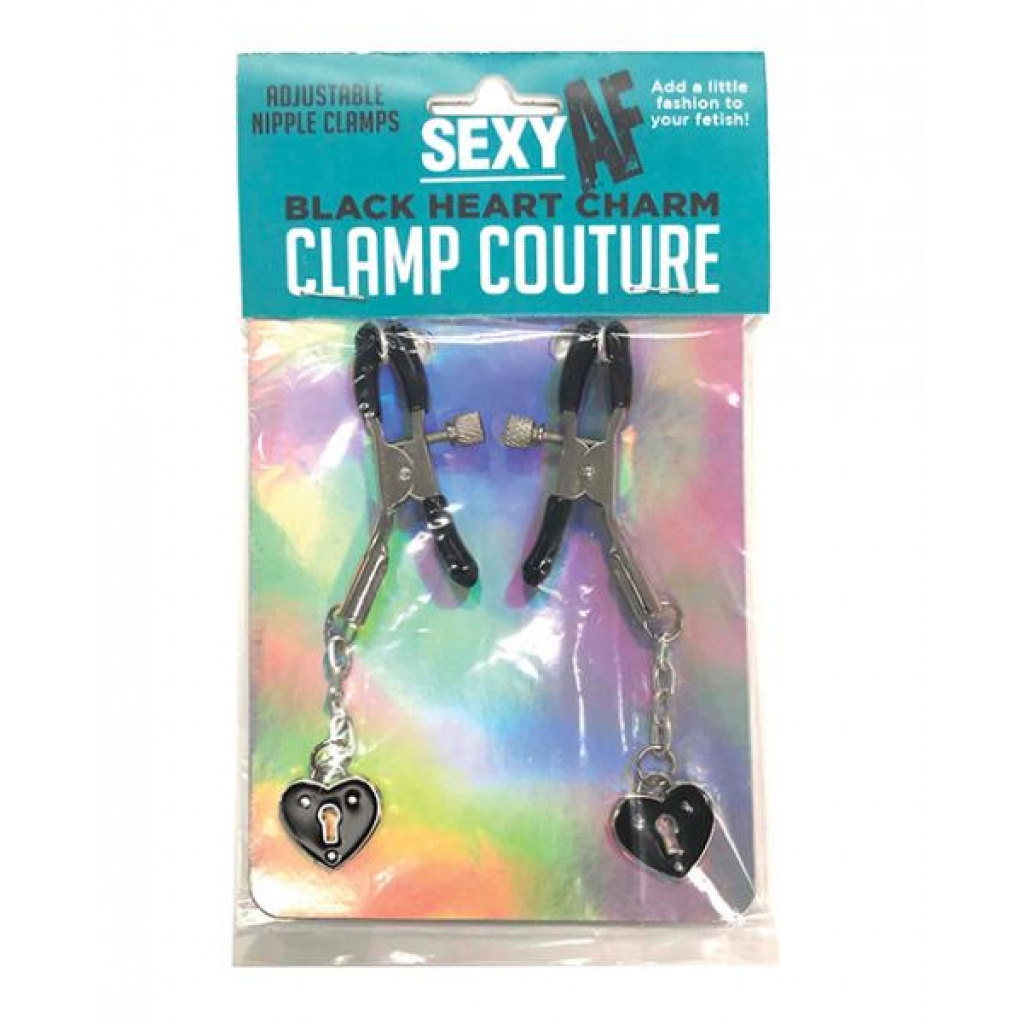 Sexy Af Nipple Clamps - Black Heart Charms - Nipple Clamps