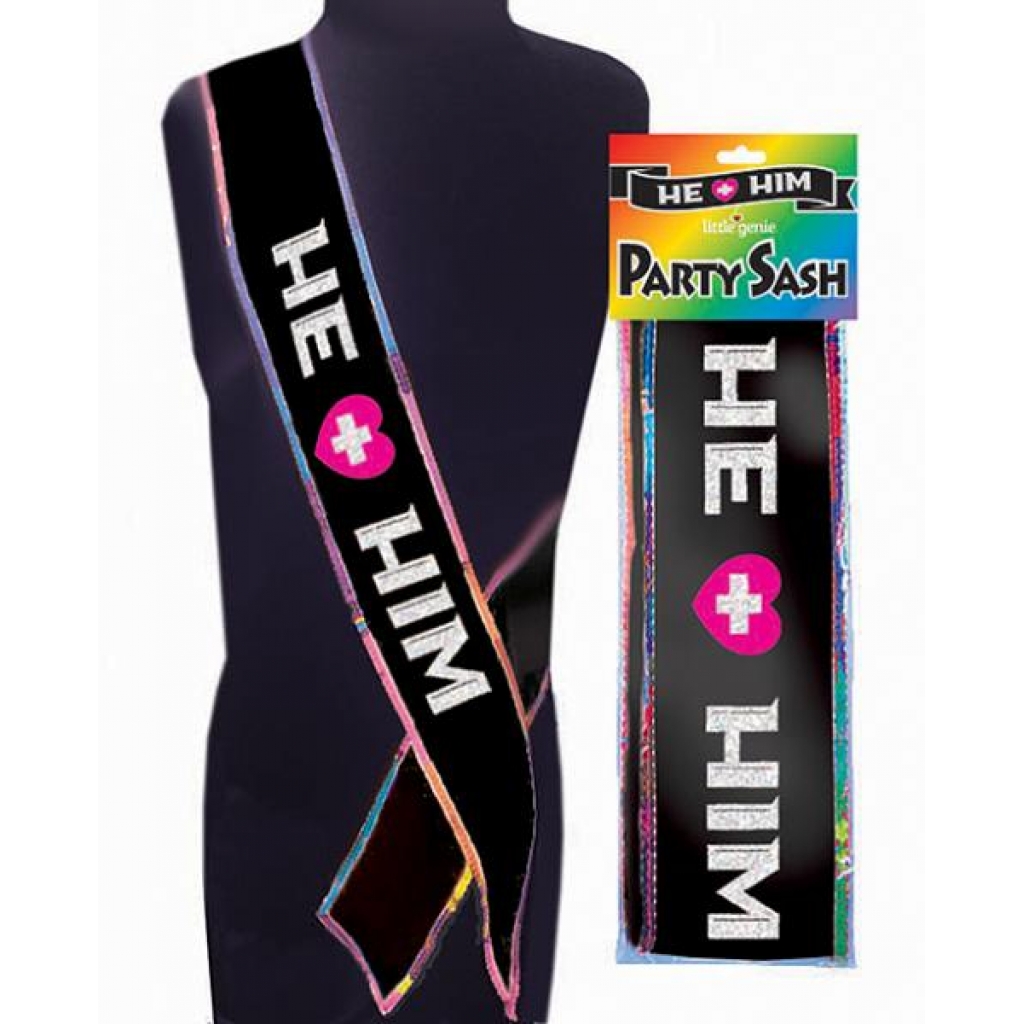 He + Him Sash Black O/S - Party Wear