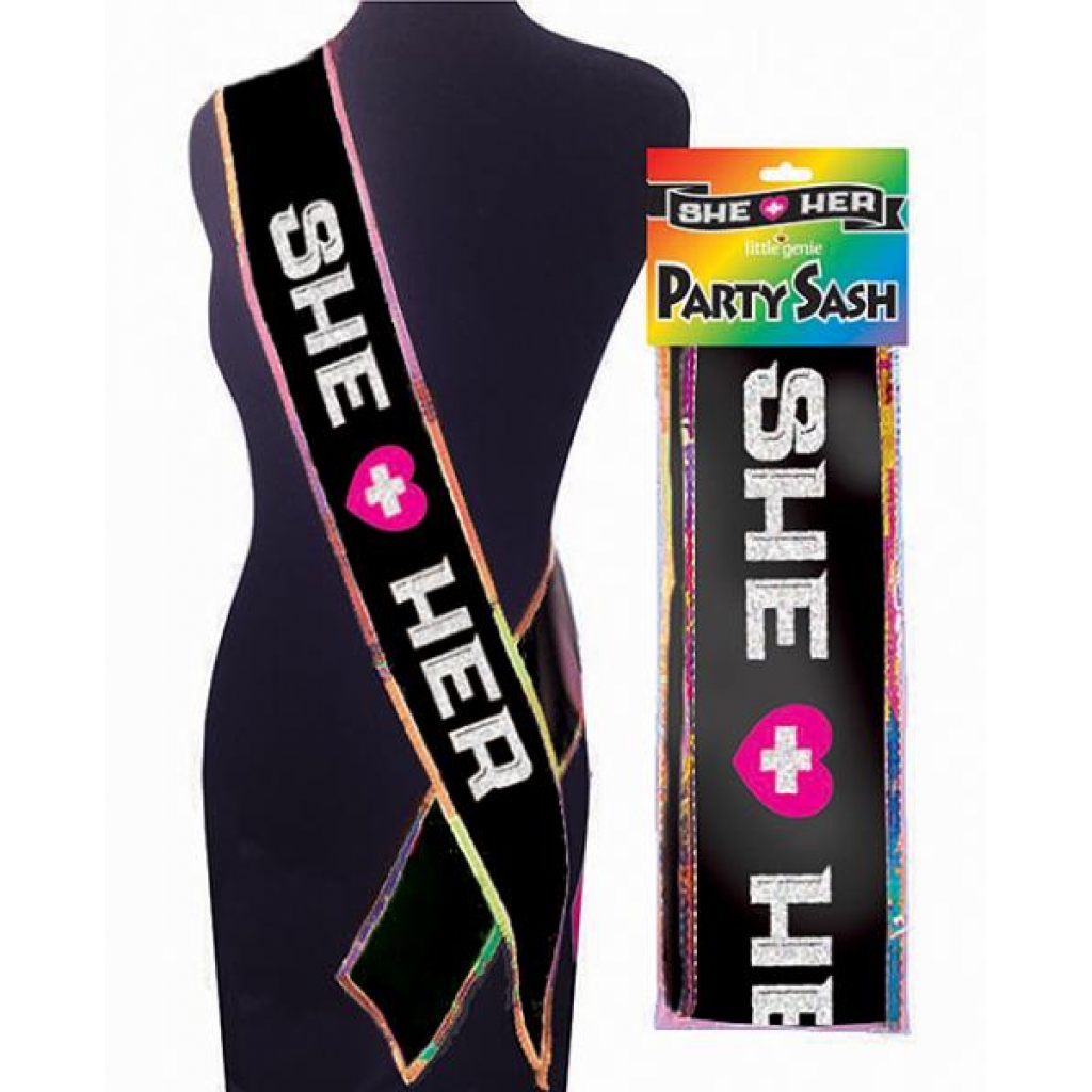 She + Her Sash Black O/S - Party Wear