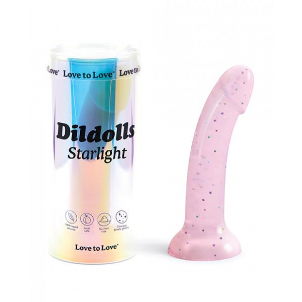 Love To Love Curved Suction Cup Dildolls Starlight - Pink - Harness & Dong Sets