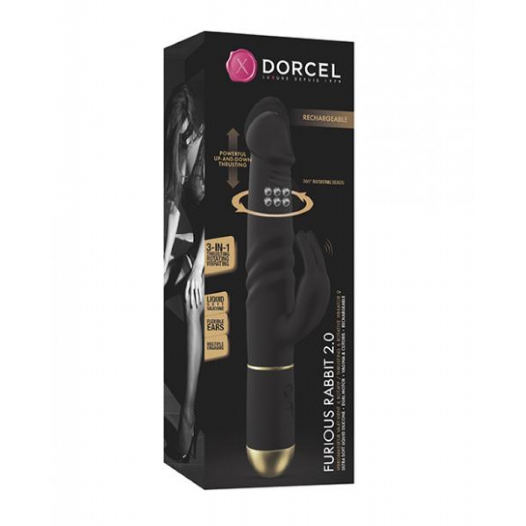 Dorcel Thrusting & Spinning Furious Rabbit 2.0 - Black - Rabbit Vibrators