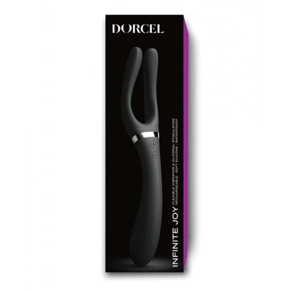 =dorcel Infinite Joy Bendable Forked Vibrator - Black - Modern Vibrators