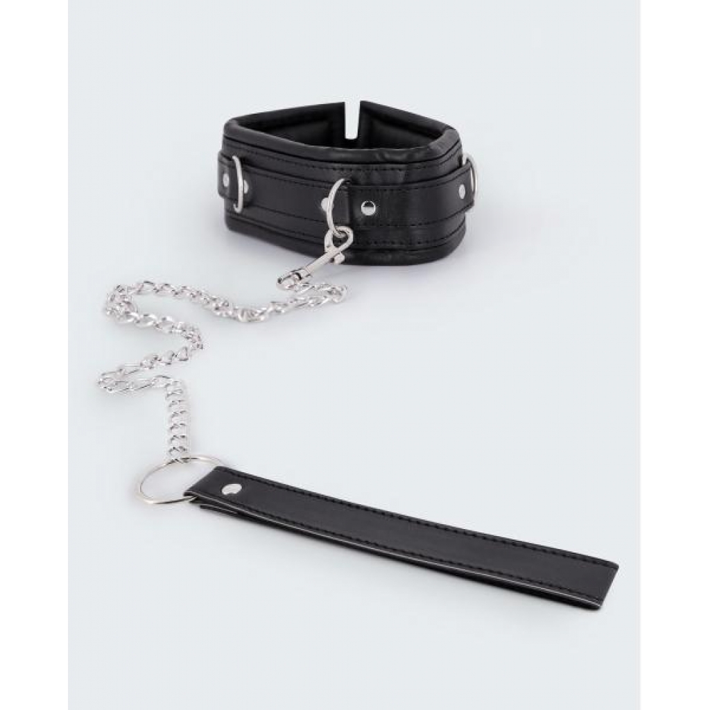 Lust Pu Leather Collar & Leash - Black - Collars & Leashes