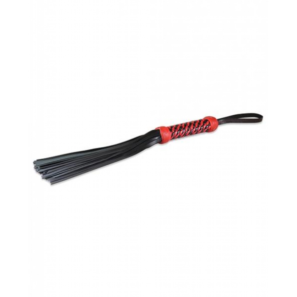 Sultra 16 inches Lambskin Twisted Grip Flogger Black, Red Woven Handle - Floggers