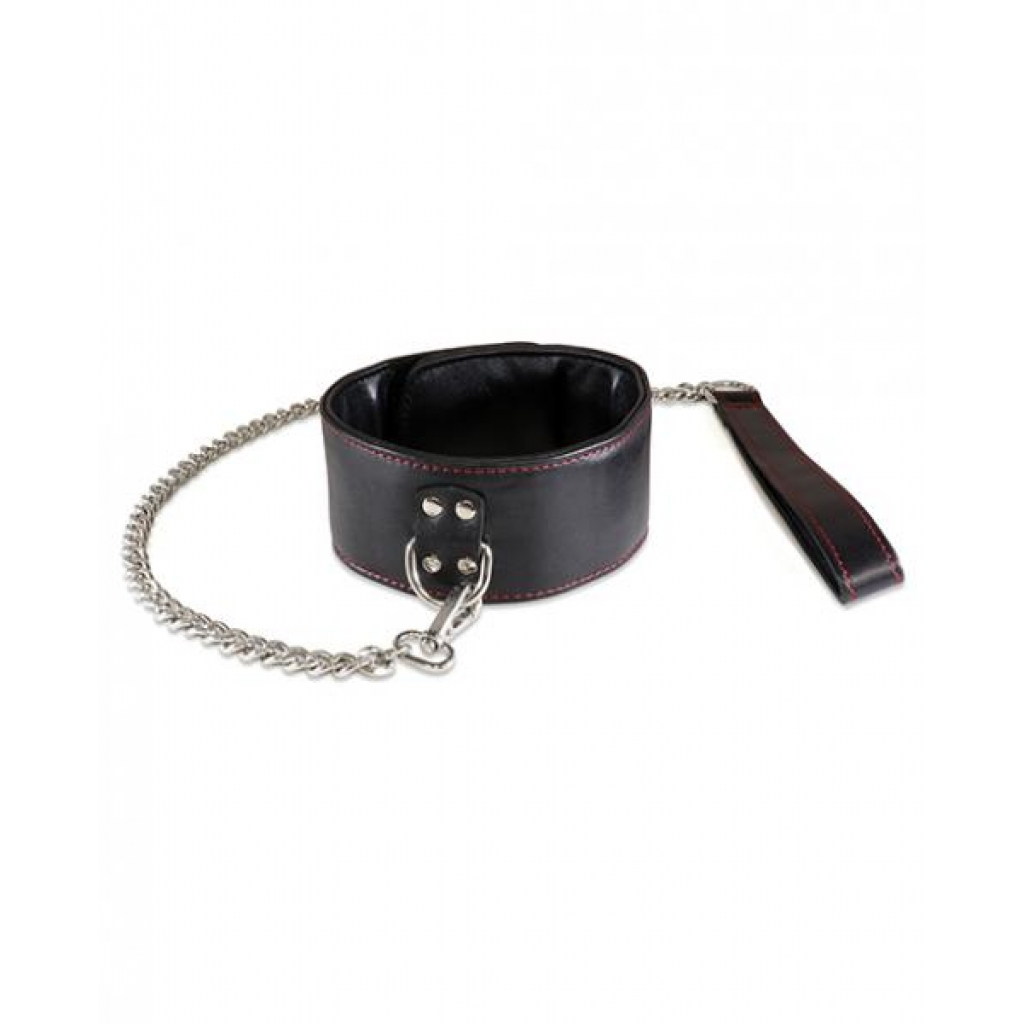 Sultra Lambskin Collar with Chain - Black 2.5 Inches