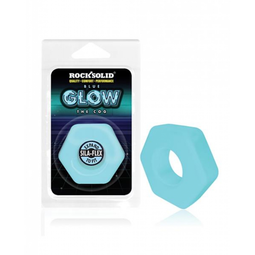 Rock Solid Glow In The Dark The Cog Ring - Blue - Classic Penis Rings