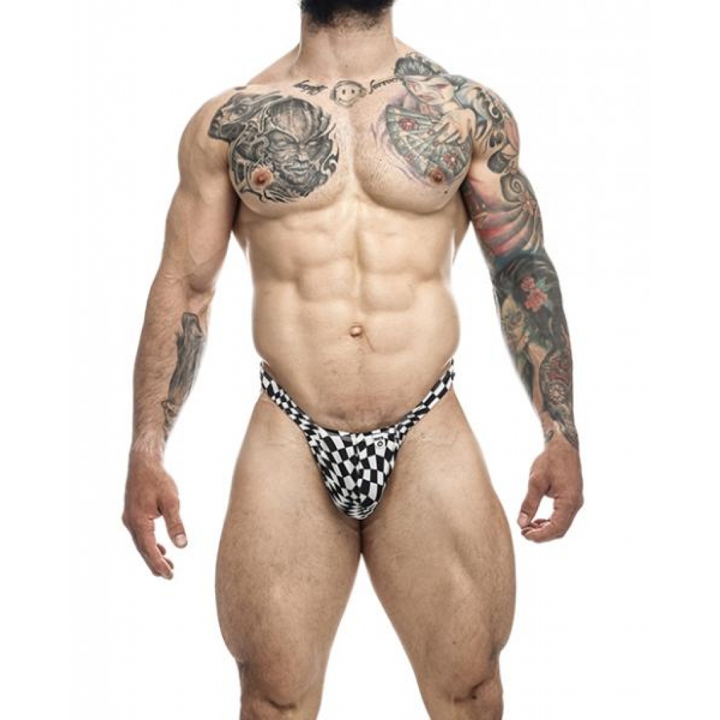 Male Basics Y Buns Thong Checkers Xl - Mens Underwear