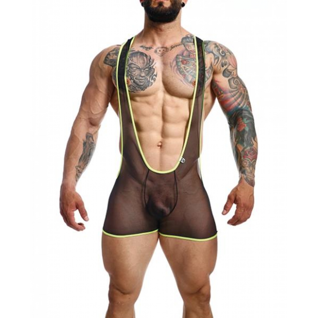 Male Basics Mob Singlet Black/lime Lg - Mens Underwear