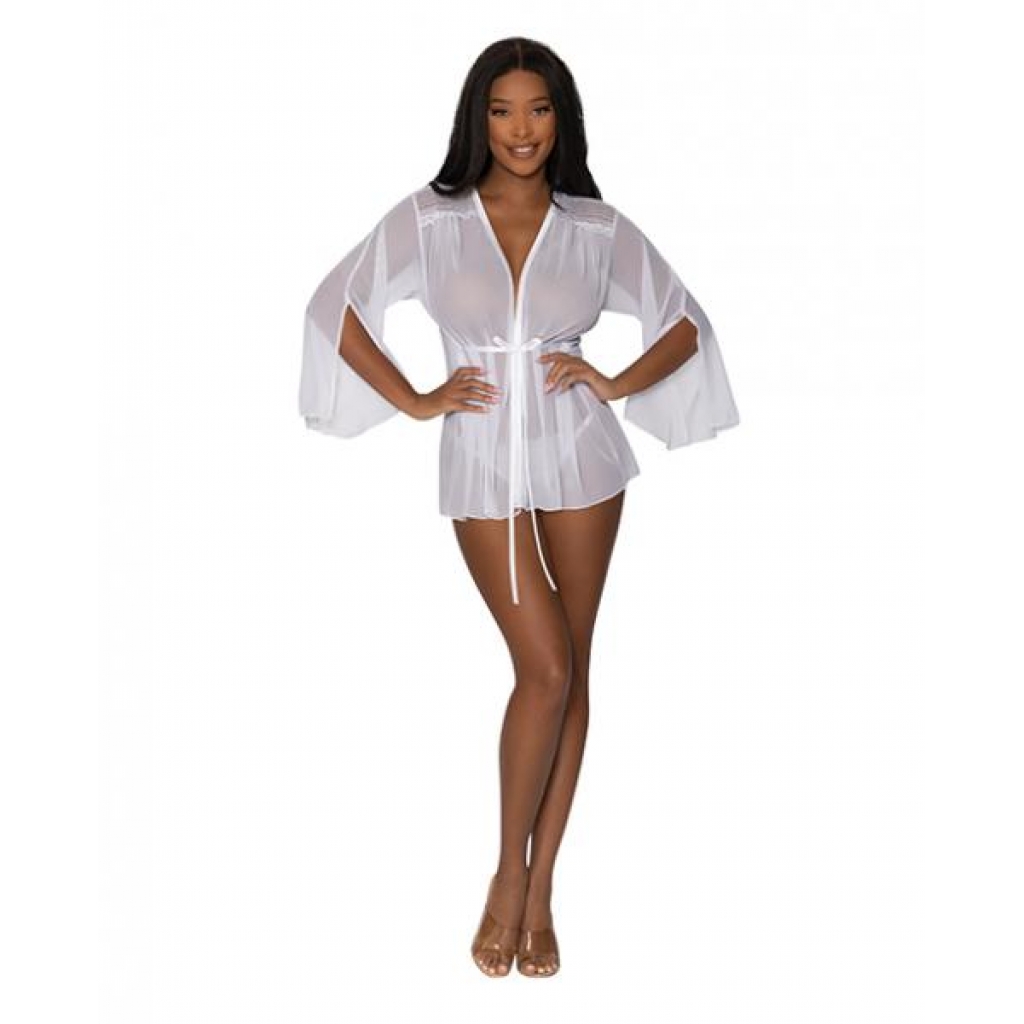 Modern Romance Flowing Short Robe White L/xl