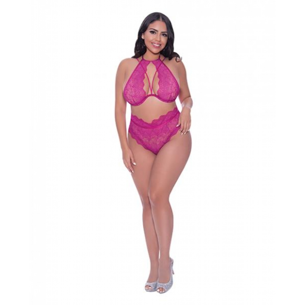 Berrylicious Lace Halter Top & Panty Pink Qn - Bra Sets