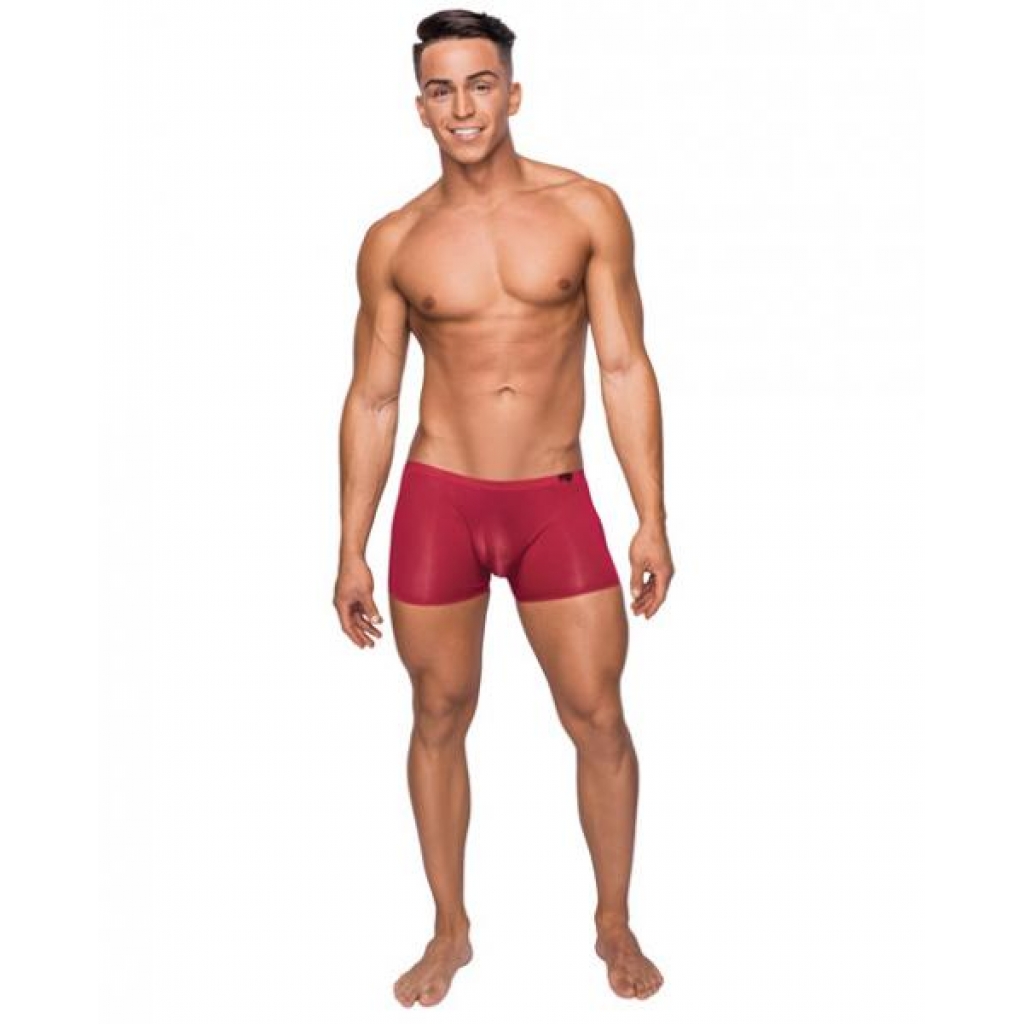 Seamless Sleek Shorts Sheer Pouch Red Large - Mens Underwear