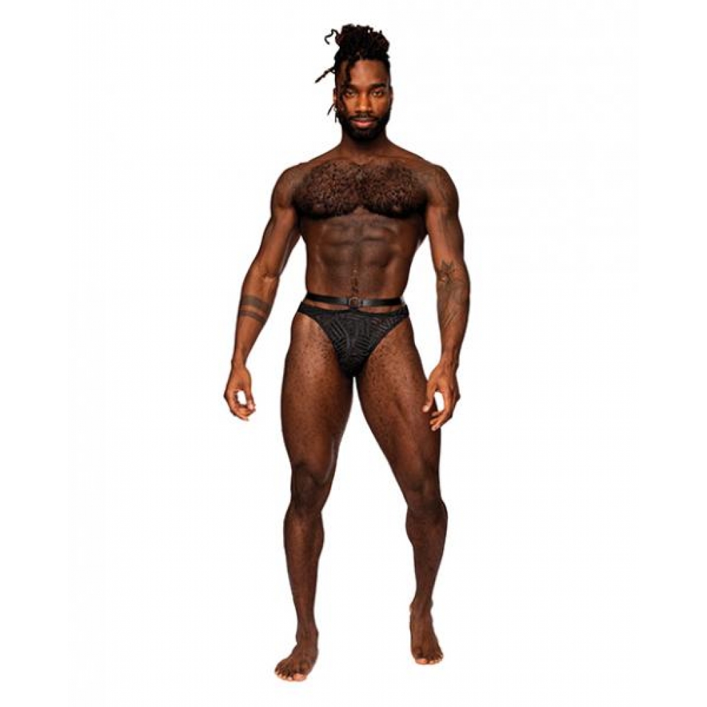 Rude Awakening Mesh Strap Thong Black L/xl - Mens Underwear