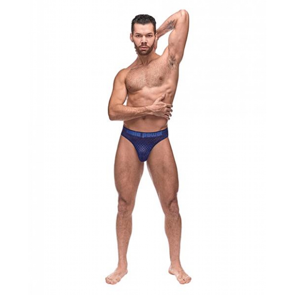 Diamond Mesh Bong Thong Blue L/xl - Mens Underwear