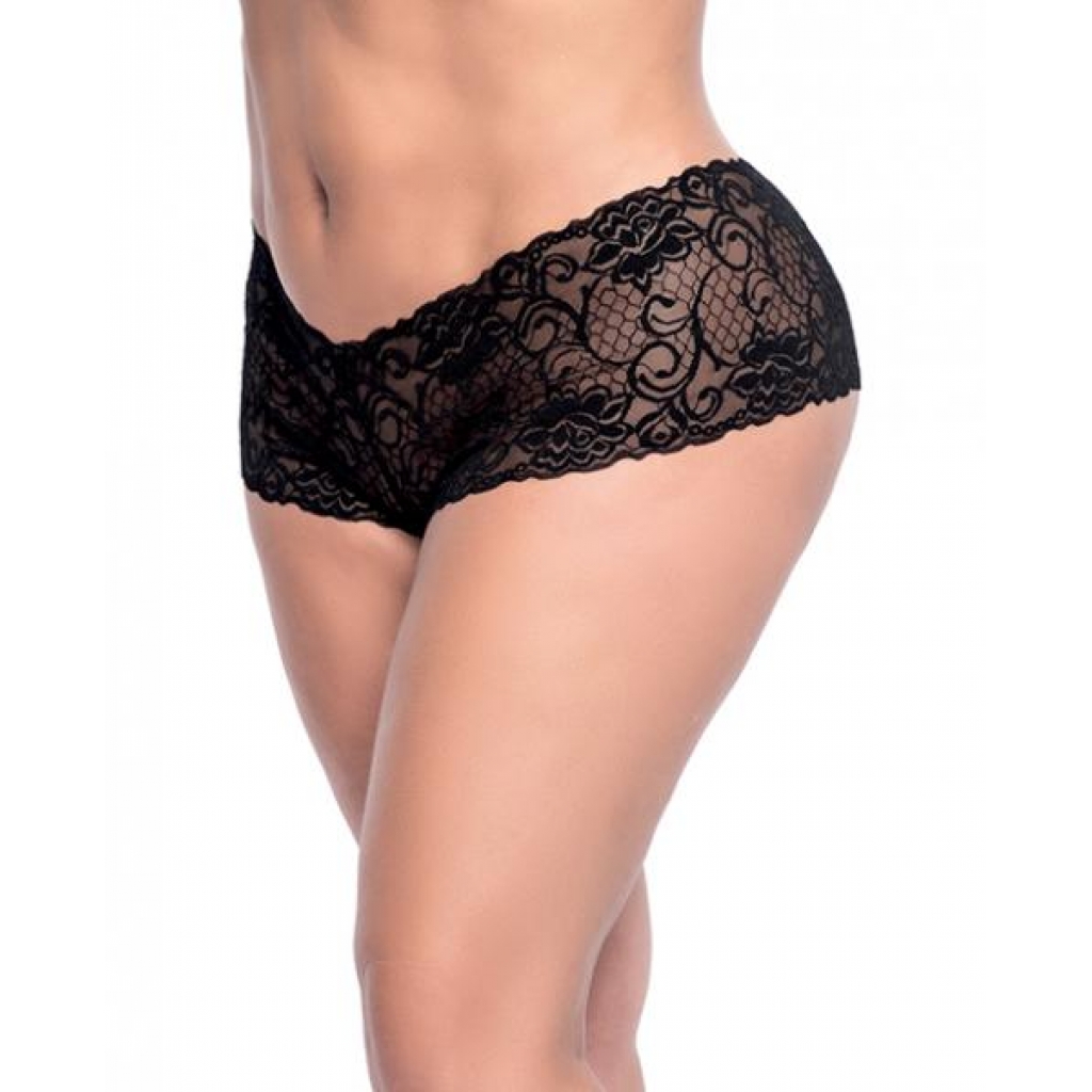 Lace Boyshort Black 1x/2x - Babydolls & Slips