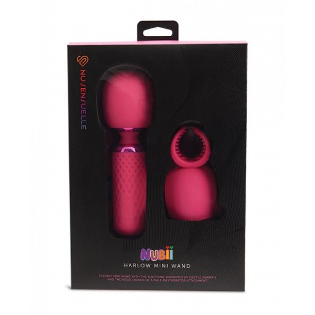 Nu Sensuelle Harlow Mini Wand W/masturbator Attachment - Pink - Body Massagers